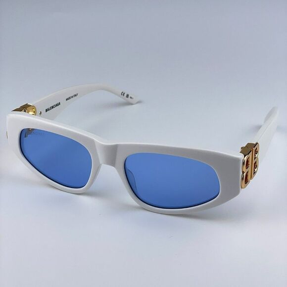 SALE! NEW Balenciaga BB0095S 004 White Gold Logo Blue Cat Eye Unisex Sunglasses main image 9